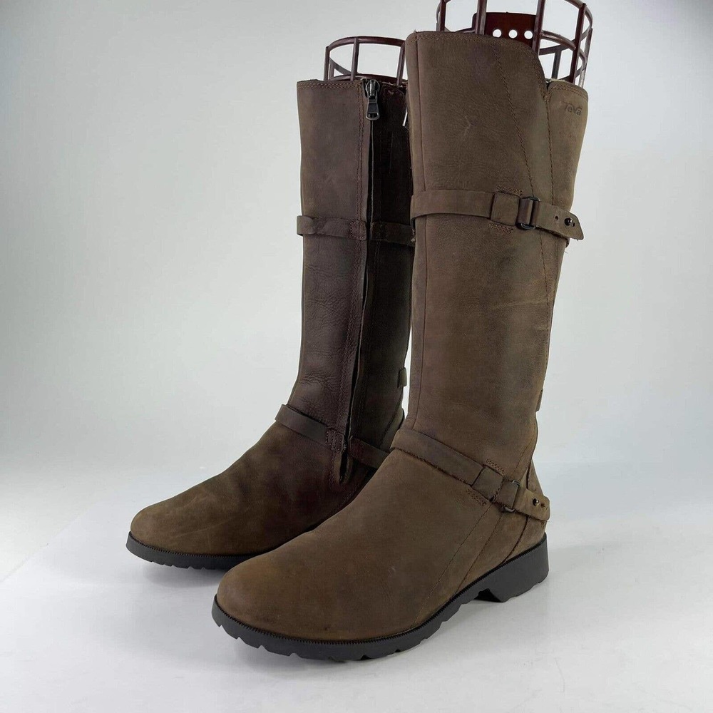 Teva De La Vina Women's Waterproof Riding Tall Boots US 7 Brown Leather